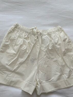 COS Cream Elastic-Waist Cotton Shorts